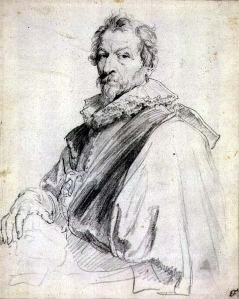 Portræt af Hendrick Van Balen (sort kridt) af Anthony van Dyck