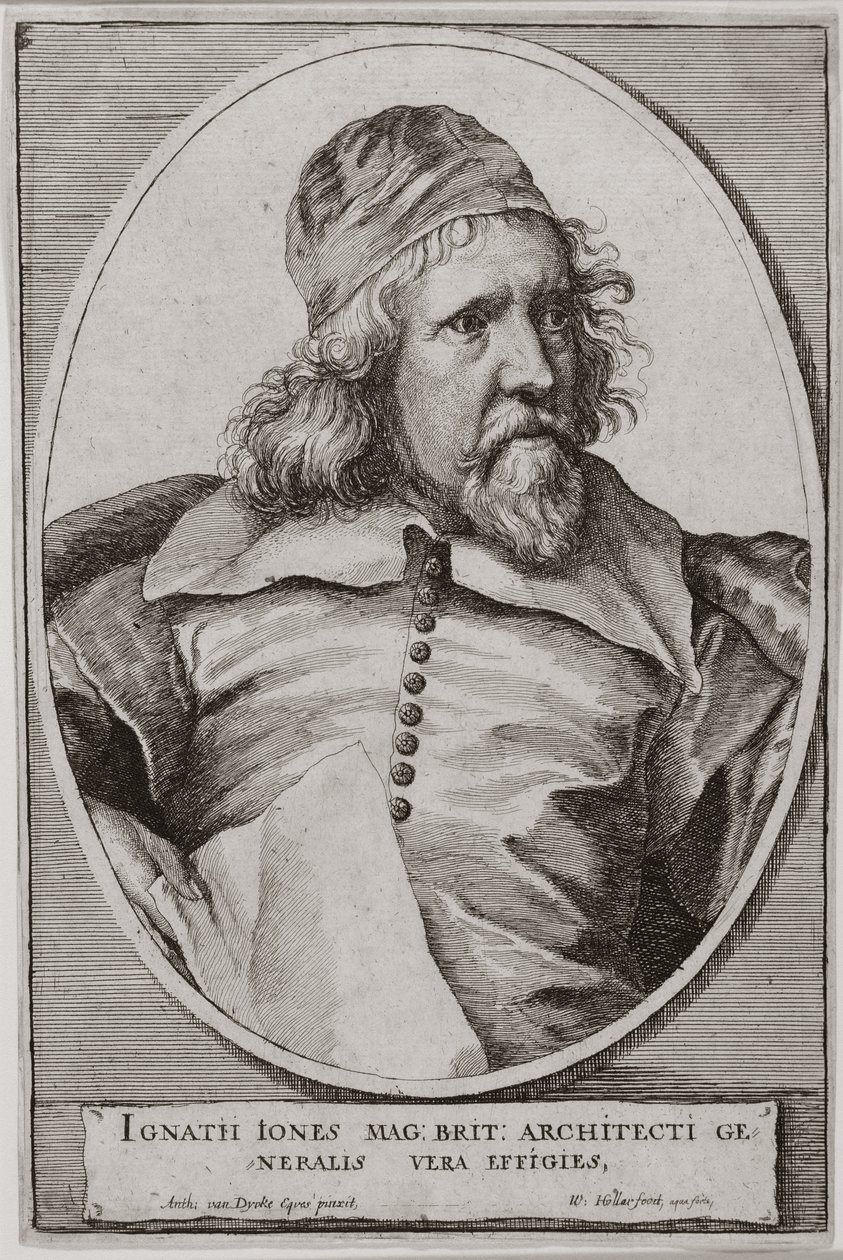 Portræt af Inigo Jones (1573-1652) indgraveret af Wenceslaus Hollar (1607-77) 1655 af Anthony van Dyck