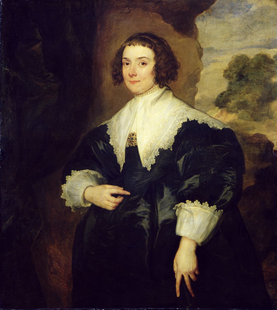 Portræt af Isabella van Assche, hustru til Justus van Meerstraten (d.1639) 1634-35 af Anthony van Dyck