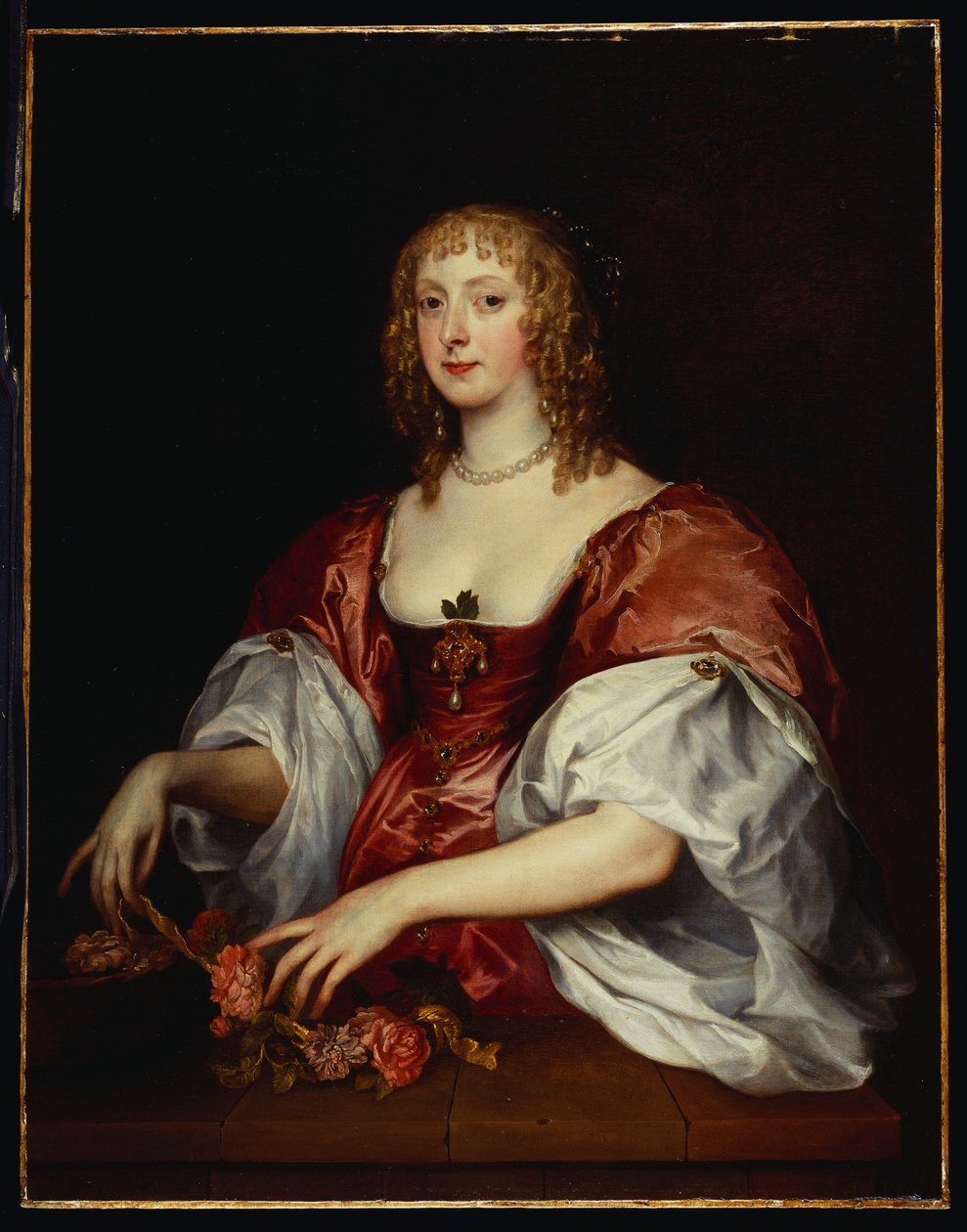 Portræt af en dame, traditionelt anset for at være grevinden af Carnarvon af Anthony van Dyck