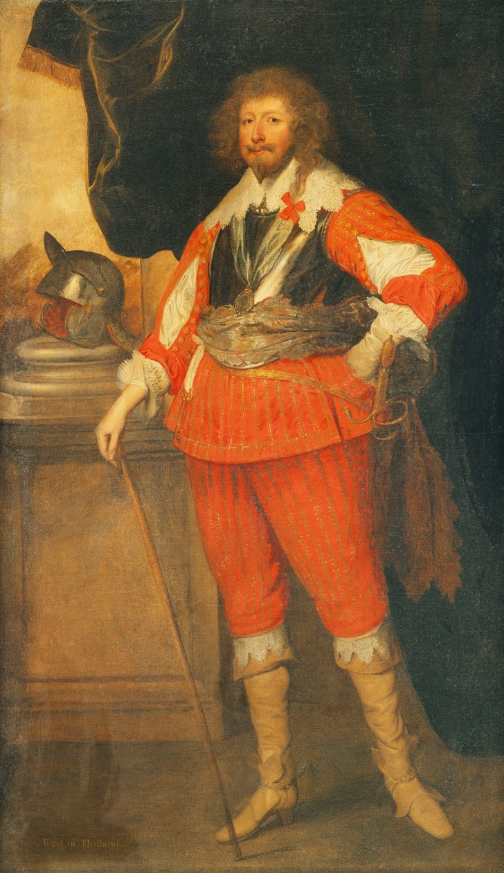 Portræt af en adelsmand, siges at være Henry Rich, 1. jarl af Holland, i fuld længde, iført brystskjold, skærp og sværd, hans hånd hvilende på en pind, en hjelm på en sokkel, stående foran en draperet søjlegang, af Anthony van Dyck