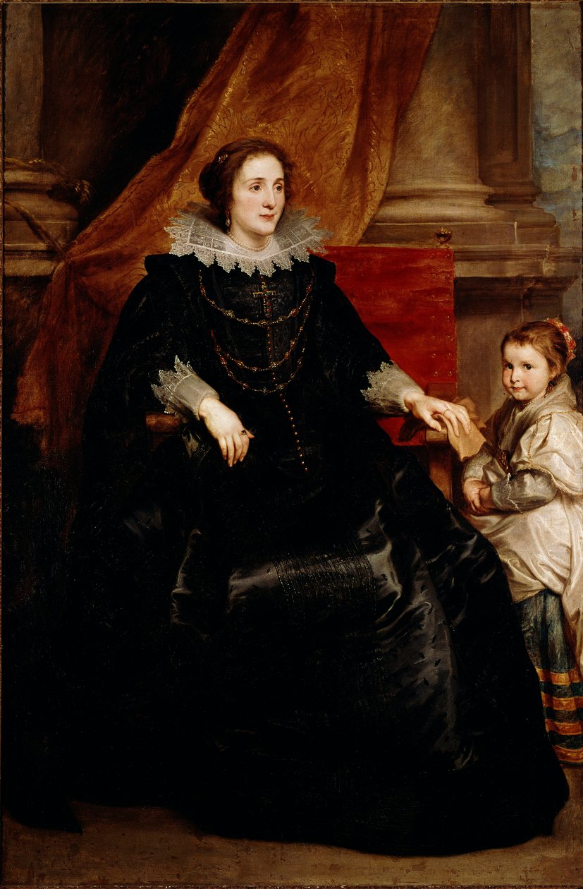 Portræt af en kvalitetsdame og hendes datter Maleri af Antoine (Antoon eller Anton) Van Dyck (1599-1641) af Anthony van Dyck