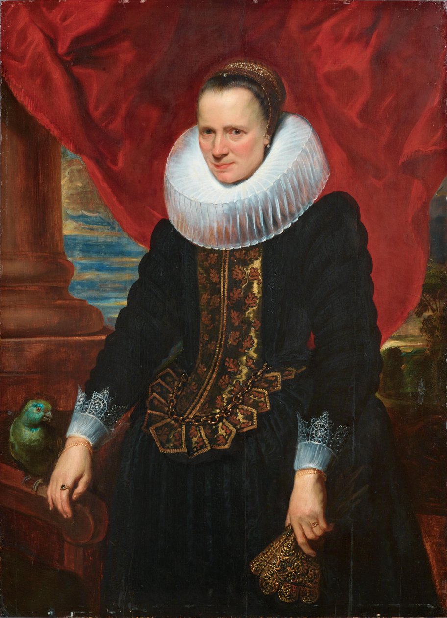 Portræt af en kvinde med en stor krave af Anthony van Dyck