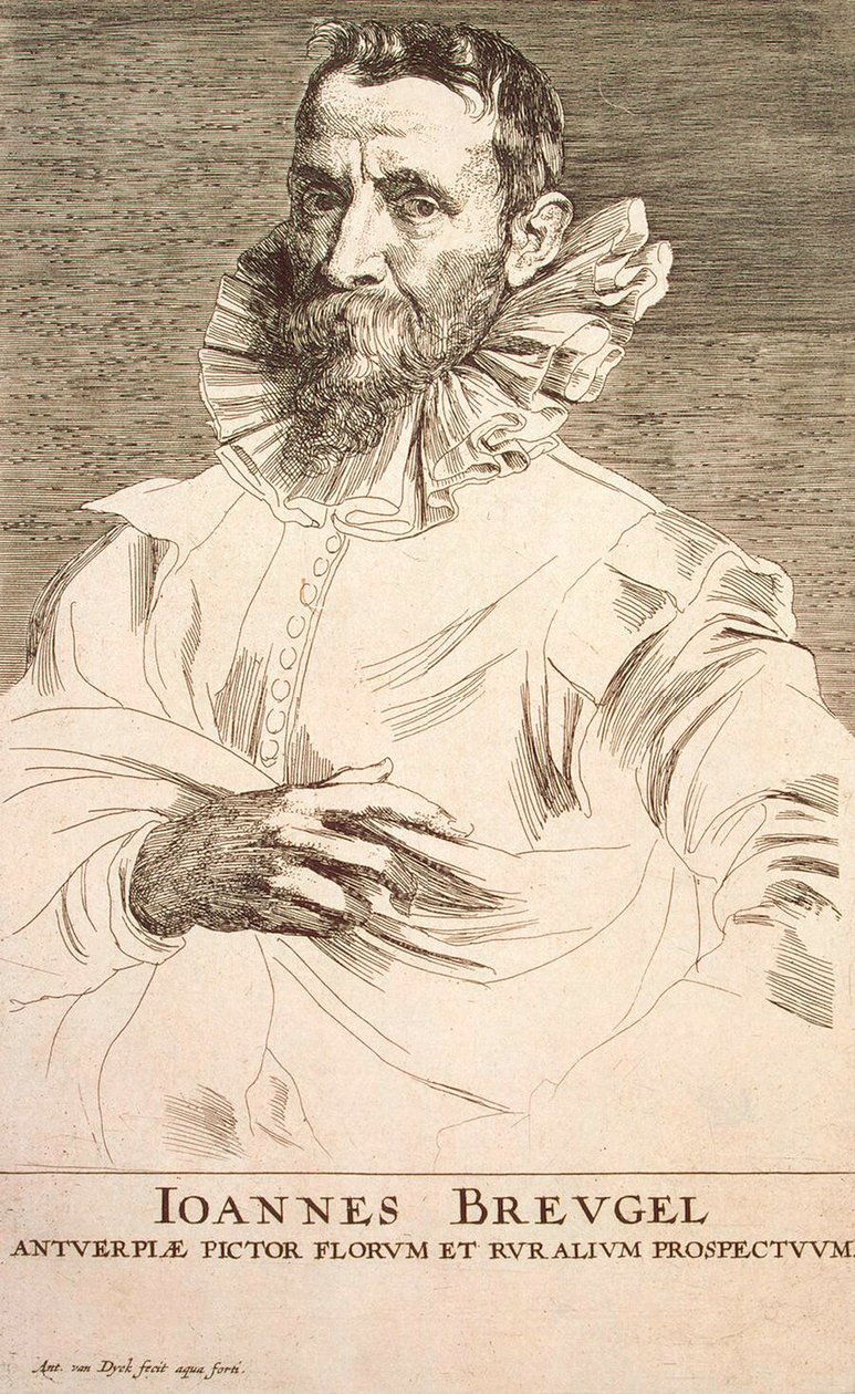 Portræt af kunstneren Jan Brueghel den Yngre 1601-1678, første tredjedel af 1600-tallet af Anthony van Dyck
