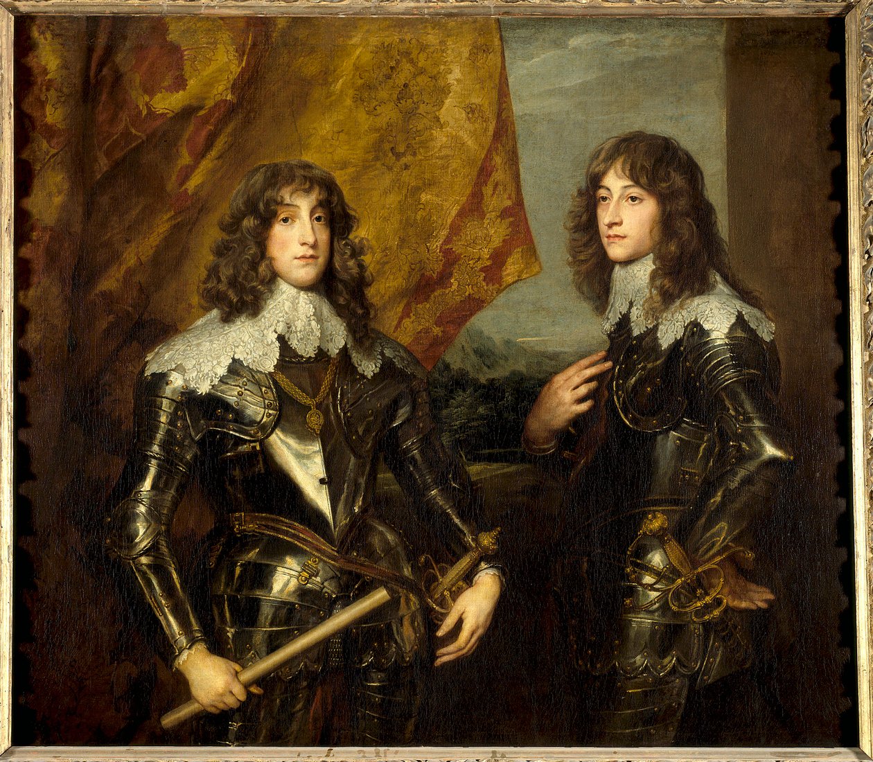 Portrætter af prinserne Palatins, Charles Louis I (1617-1680) og Robert (1619-1682) søn af kongen af Boheme Frederic V. Maleri af Anton (Antoon eller Anthony) van Dyck (1599-1641) af Anthony van Dyck