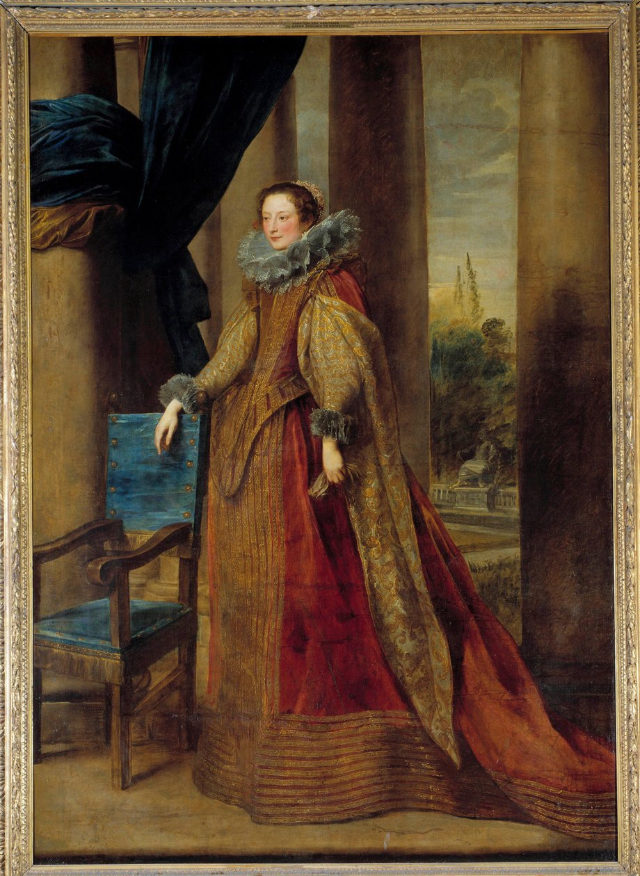 Formodet portræt af markisen Geromina Spinola Doria, af Genes. Hun bærer en jordbærkrave. Maleri af Anton (Antoon eller Anthony) van Dyck (1599-1641) 1600-tallet søn. 2,39x1,7 m - Formodet portræt af Marchesa Geromina Spinola Doria fra Genova af Anthony van Dyck
