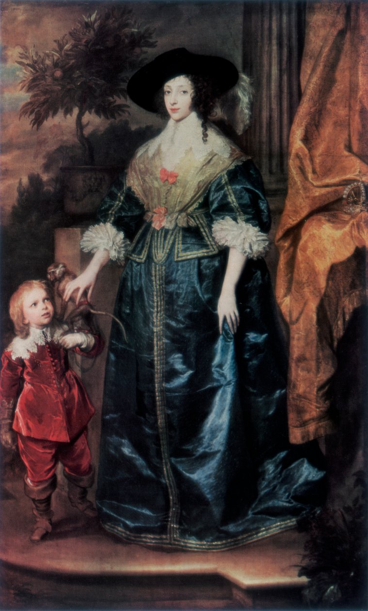 Dronning Henrietta Maria og hendes dværg Sir Jeffrey Hudson, c1633, 1927 af Anthony van Dyck