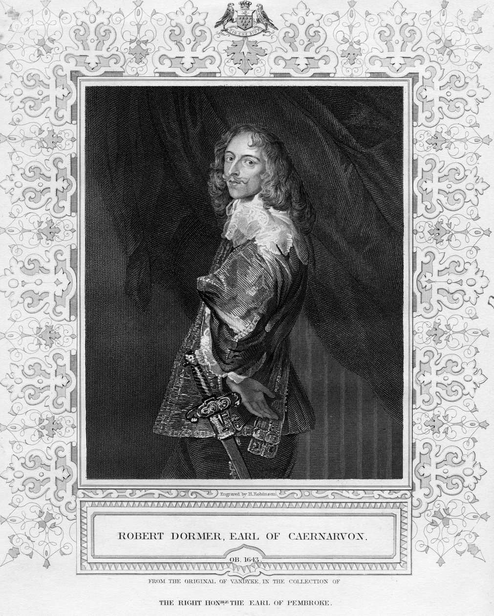 Robert Dormer, jarl af Carnarvon, tryk lavet af H. Robinson, illustration fra 