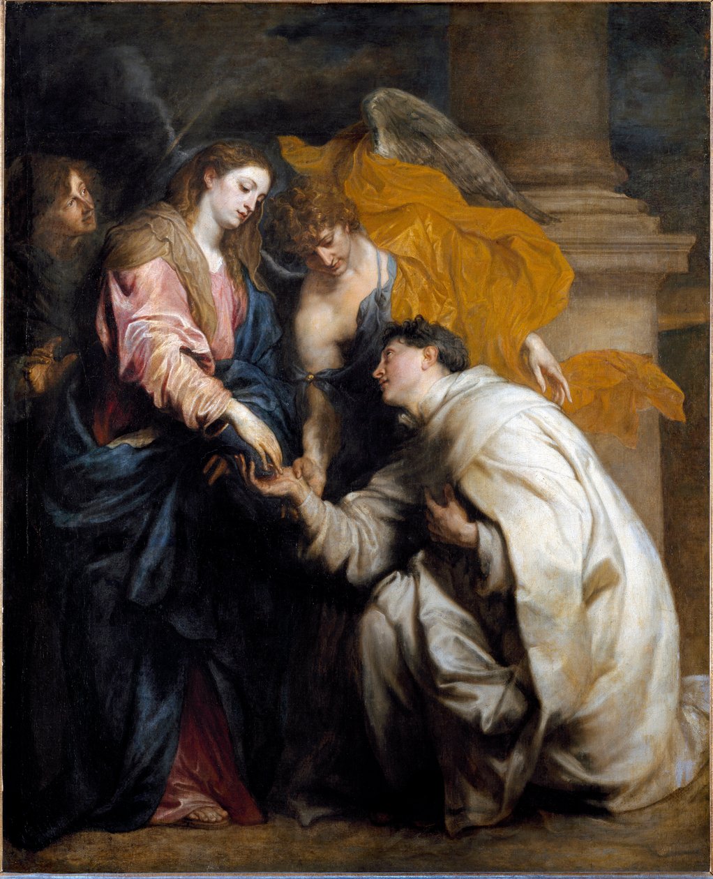 Sankt Hermann Joseph tilbeder jomfruen (olie på lærred af Anthony van Dyck