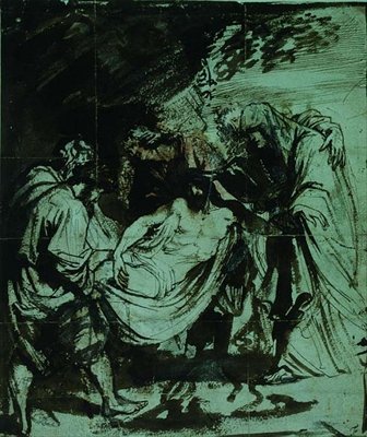 Study for the Entombment (sort kridt/brunt blæk) af Anthony van Dyck