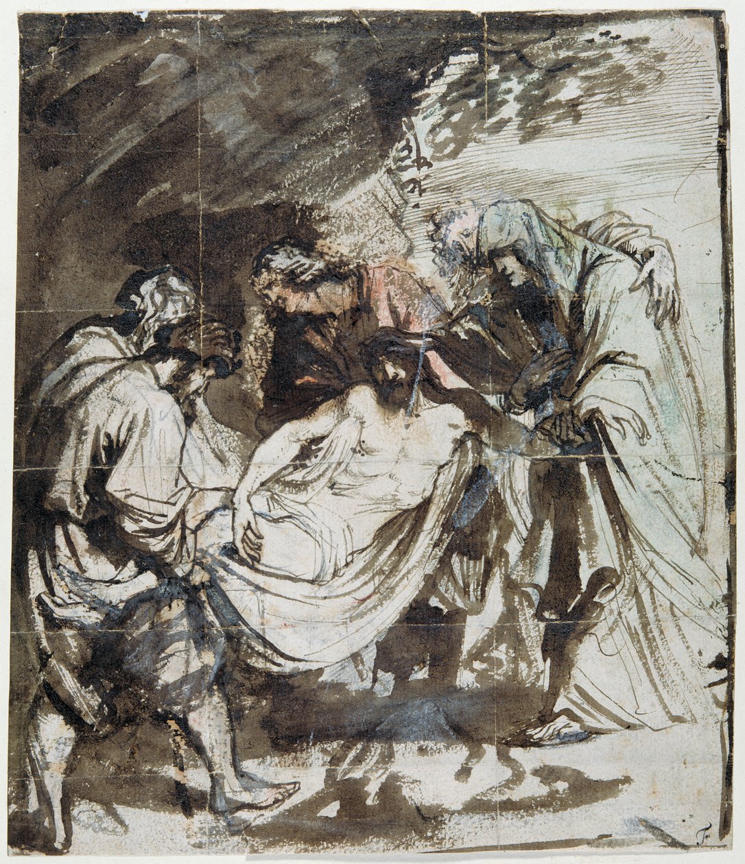 Study for the Entombment, c.1617-18 (pen & blæk over kridt med vask & gouache på papir) af Anthony van Dyck