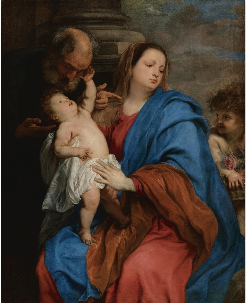 Den hellige familie med en engel af Anthony van Dyck