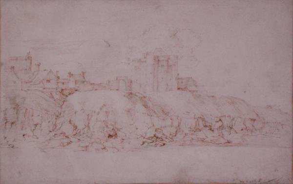 Ypres Tower, Rye, set fra syd (pen og blæk på papir) af Anthony van Dyck