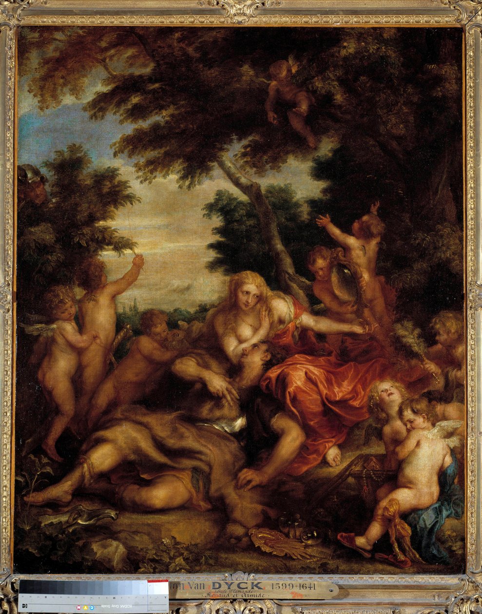 Renauds og Armides kærlighed Illustration af en scene af "La Jerusalem delivree" (La gerusalemme liberata) af Torquato Tasso (kendt som kruset). Den fortryllende Armide omgivet af meget symbolske Amours seduit ved hjælp af sit magiske spejl, ridderen Re af Anthony van Dyck