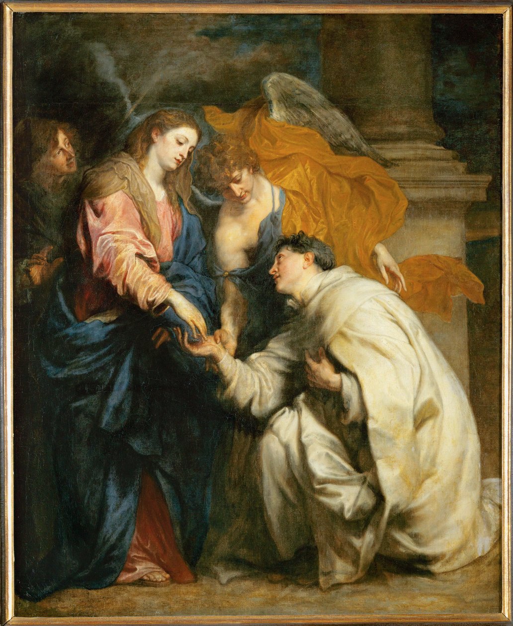 Den saligkårede Hermann Josephs mystiske forlovelse med Jomfru Maria (olie på lærred) af Anthony van Dyck