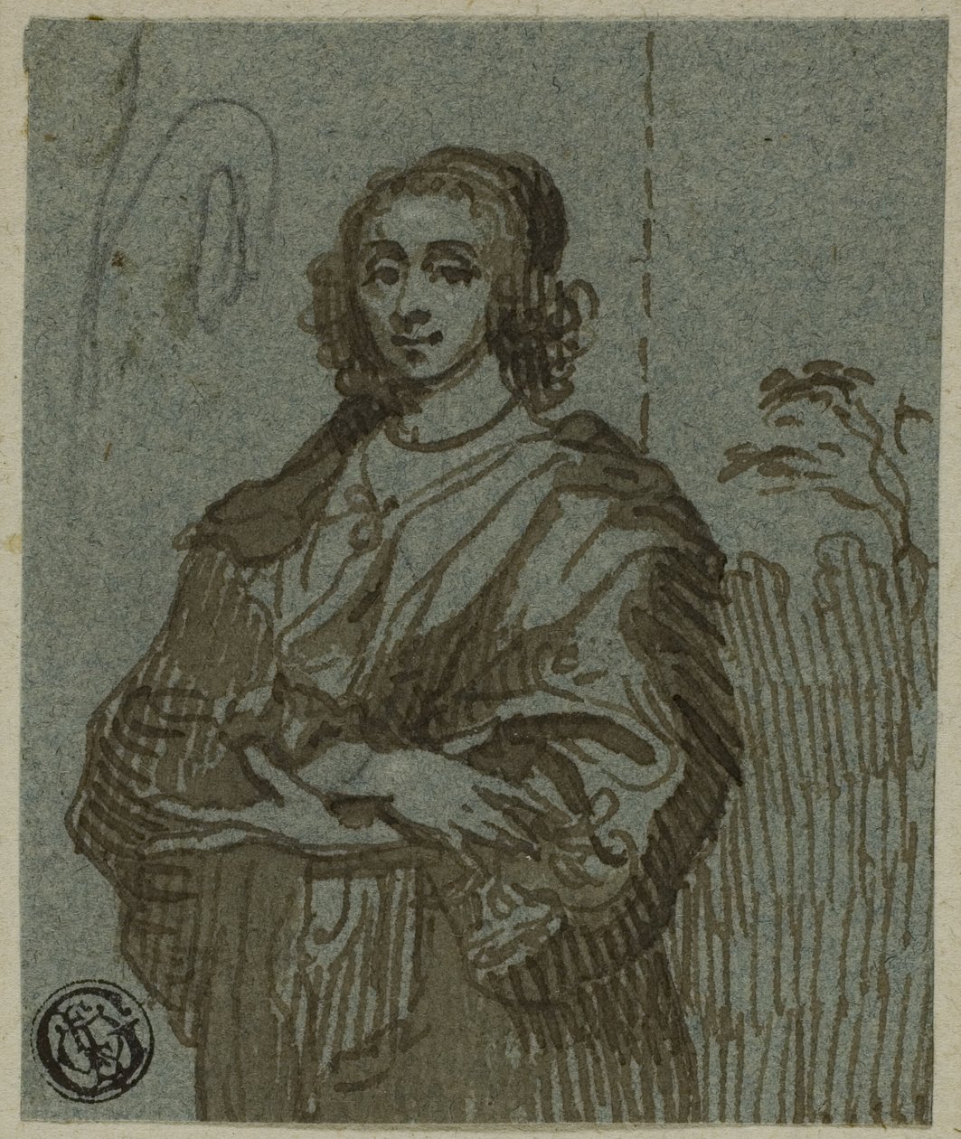 Kvinde trekvartlængde med krydsede arme af Anthony van Dyck