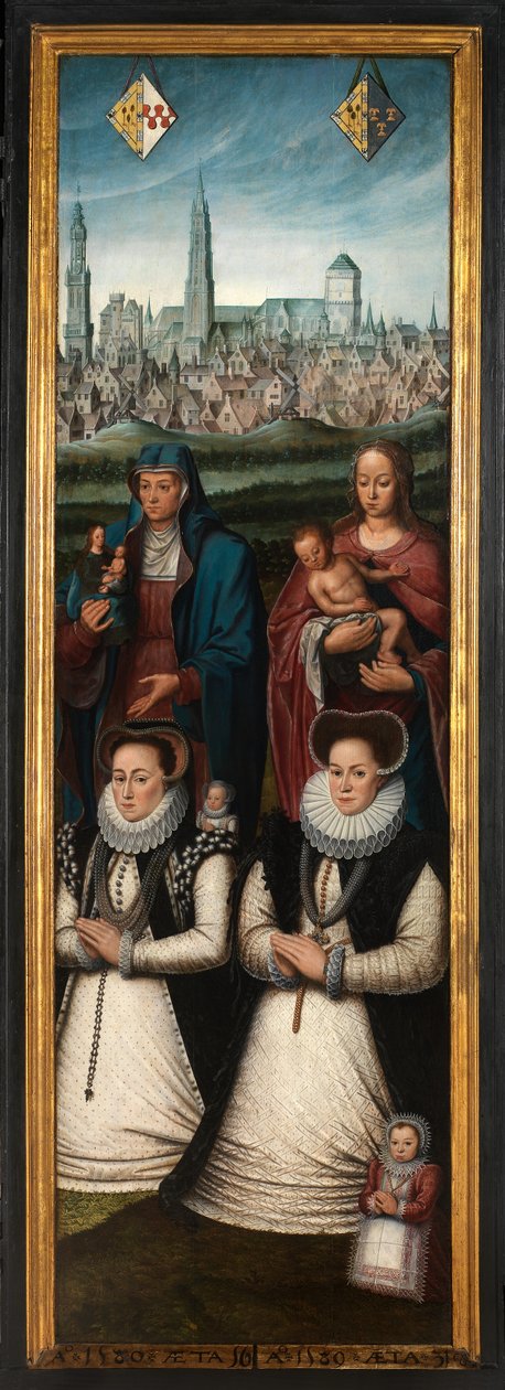 Detalje af portræt af Juan Pardo II og hans hustruer Anna Ingenieulandt og Maria Anchemant af Anthuenis (1536 1613) Claeissins or Claeissens