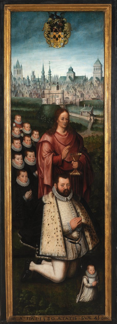 Portræt af Juan Pardo II og hans hustruer Anna Ingenieulandt og Maria Anchemant af Anthuenis (1536 1613) Claeissins or Claeissens