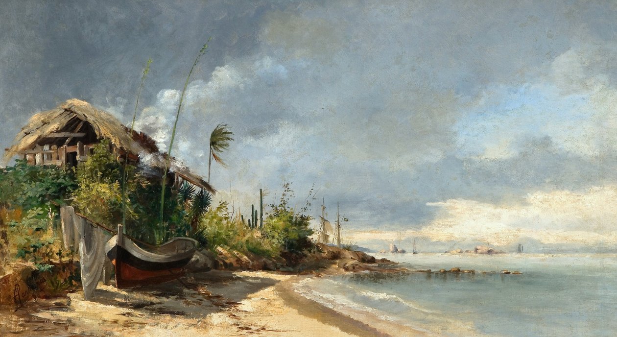 Udsigt over stranden, São Domingos, Niterói, RJ af Antonio Parreiras