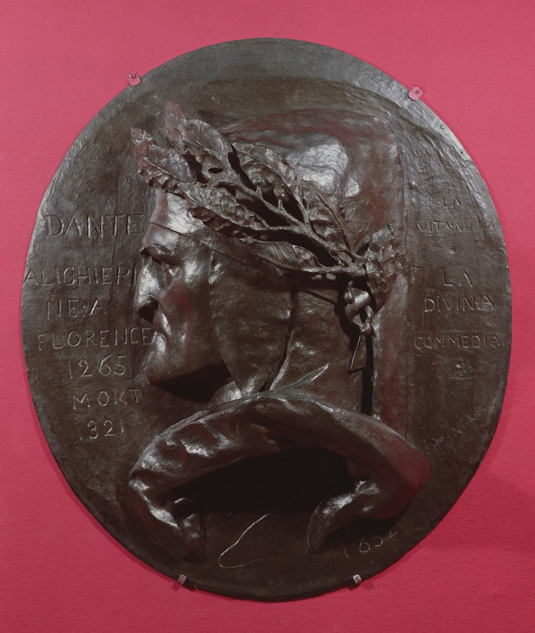 Medaljon af Dante Alighieri (1265-1321) (bronze) af Antoine Augustin Preault