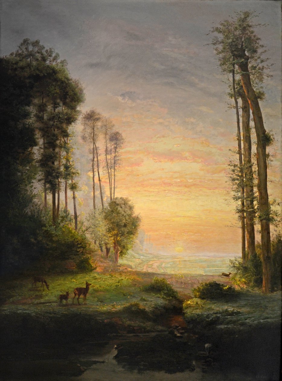 Solen drikker duggen, olie på lærred, af Antoine Chintreuil
