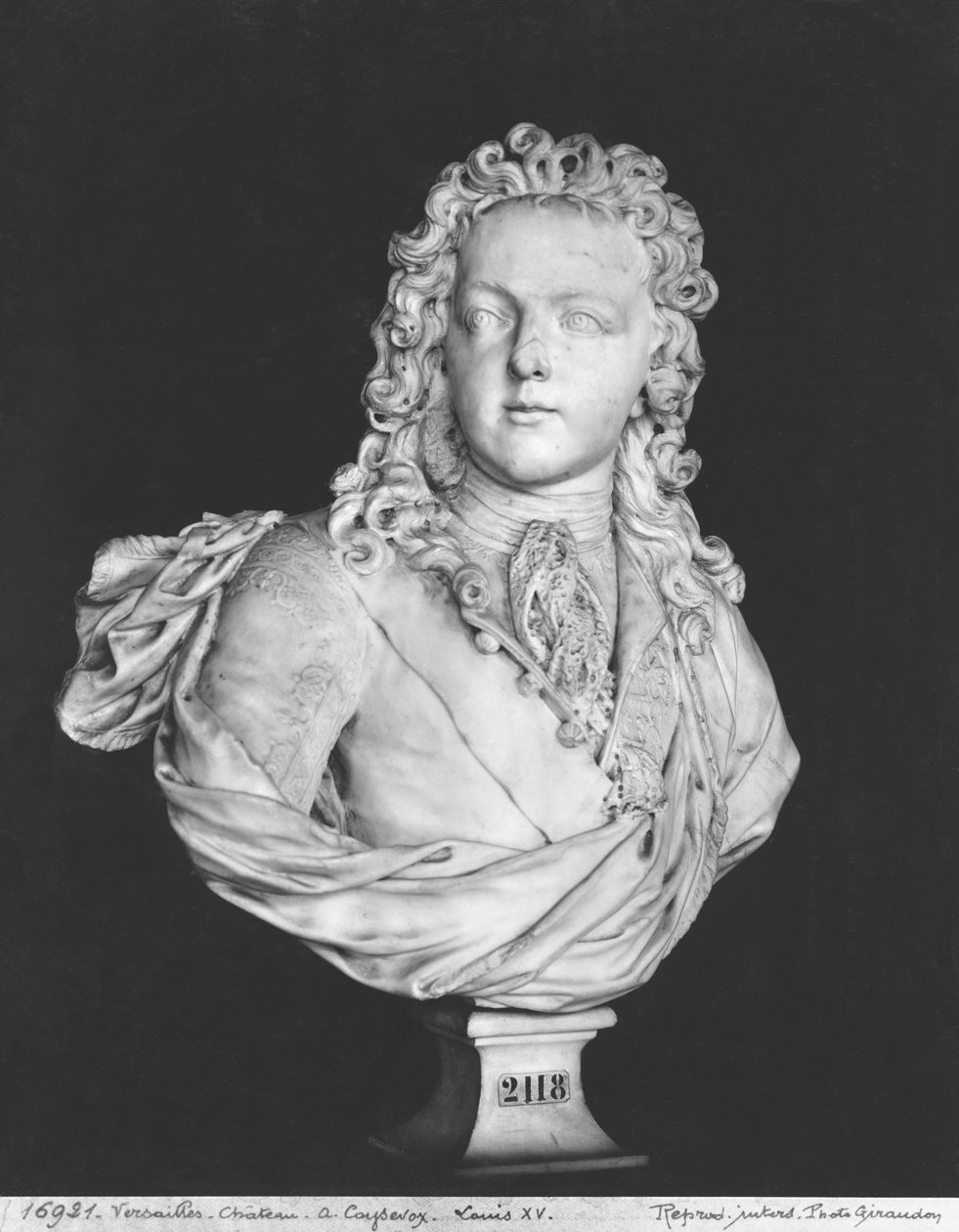 Buste af Ludvig XV (1710-74) 1719 (marmor) af Antoine Coysevox