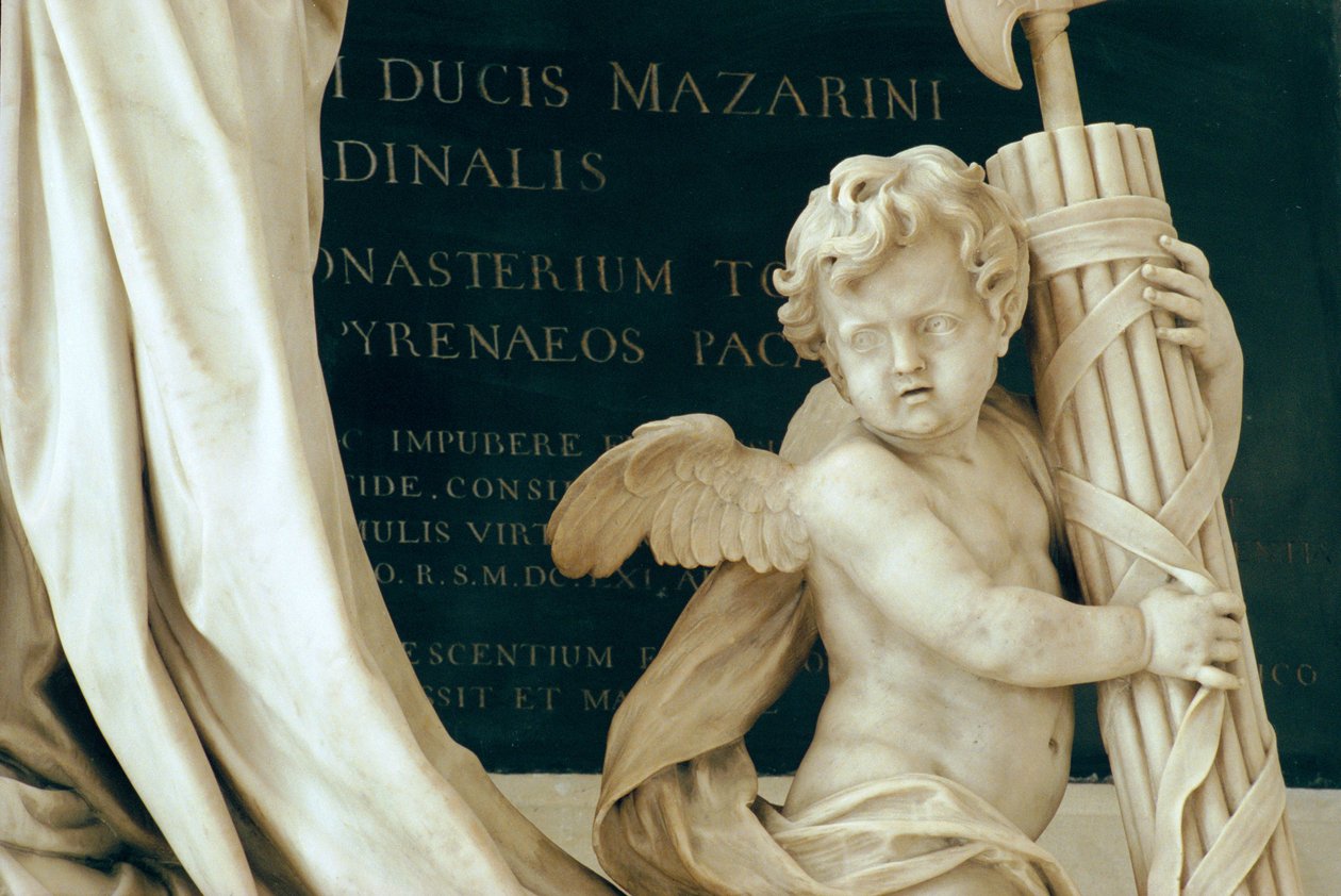Detalje af kardinal Jules Mazarins grav 1602-61 1689-93, i kapellet marmor og bronze af Antoine Coysevox
