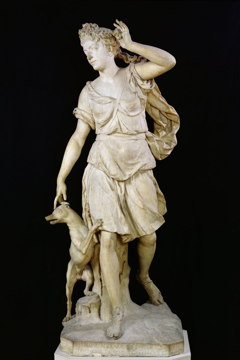 Marie Adelaide af Savoyen (1685-1712) hertuginde af Bourgogne, som Diana the Huntress, 1709 (marmor) af Antoine Coysevox