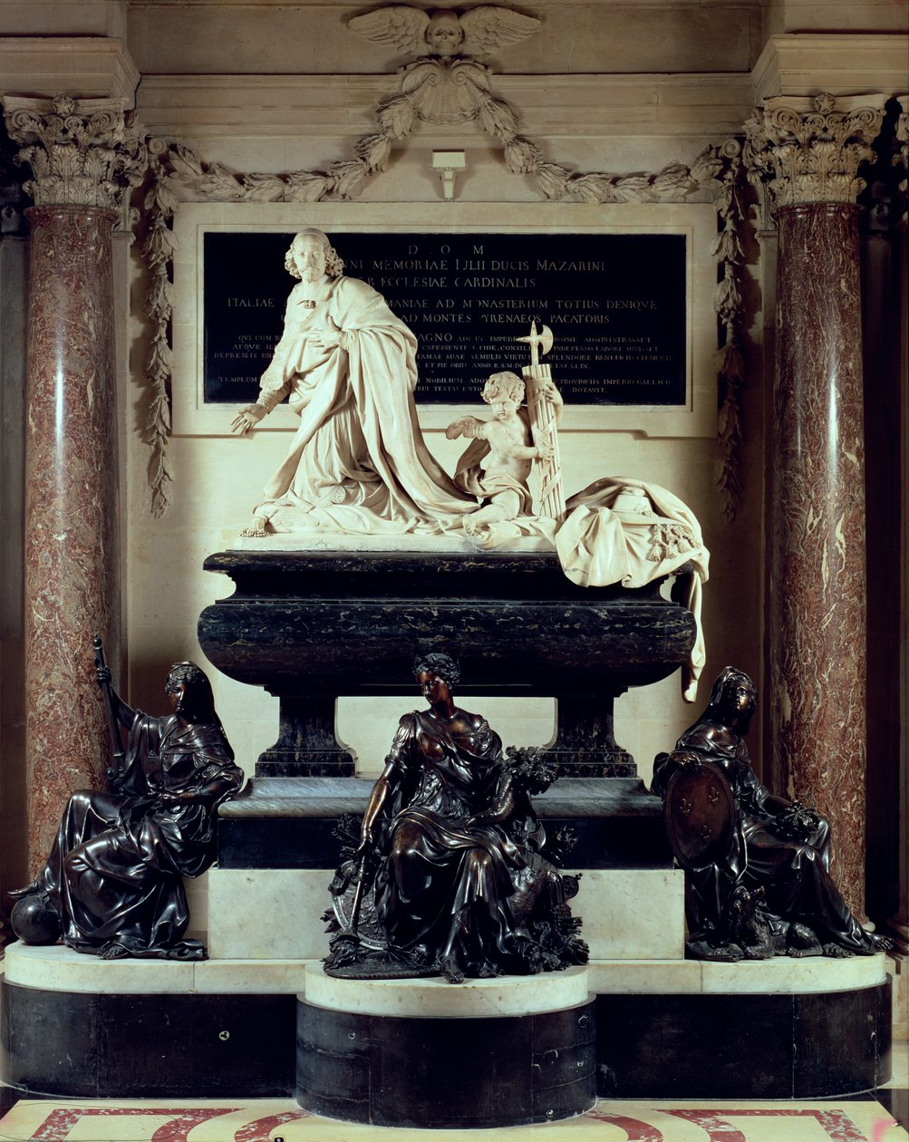 Kardinal Jules Mazarins grav i kapellet ved Institut de France, tidligere College des Quatre-Nations, 1689-93 (marmor og bronze) af Antoine Coysevox