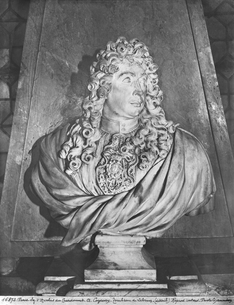 Grav af Charles Le Brun og hans kone, Suzanne Butay, detalje af Charles Le Brun, 1692 se også 346018 marmor bw foto af Antoine Coysevox
