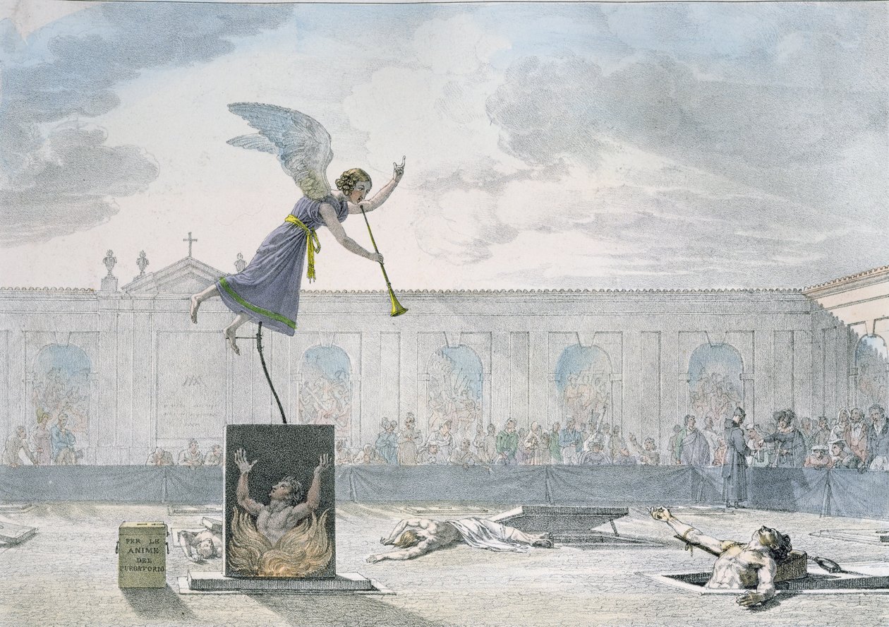 Dramatisering af skærsilden, graveret af Francois Alexandre Villain (1798-1884) ca. 1820-30 af Antoine Jean Baptiste Thomas