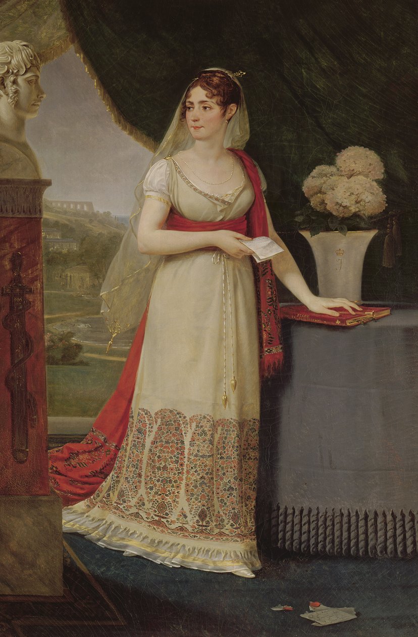 Josephine Tasher de la Pagerie (1763-1814) Kejserinde af den franske, stirrer på en buste af sin søn Eugene de Beauharnais (1781-1824) i Malmaison, 1808 af Antoine Jean Gros