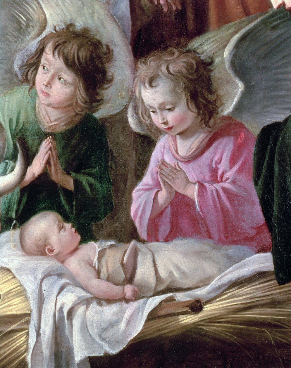 The Adoration of the Shepherds, Angels and Child, ca. 1640 (detalje af 99414) af Antoine Le Nain