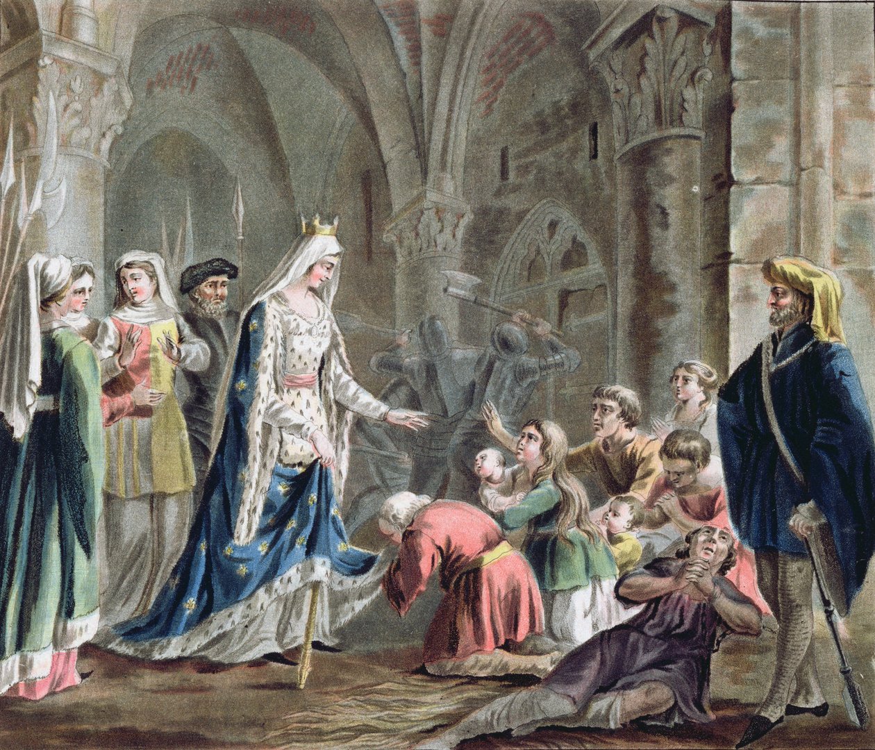 Blanche de Castille (1185-1252) Opløser fængslerne i kapitlet i Paris, indgraveret af Jean Baptiste Morret (fl. 1790-1820) 1787 af Antoine Louis Francois Sergent Marceau