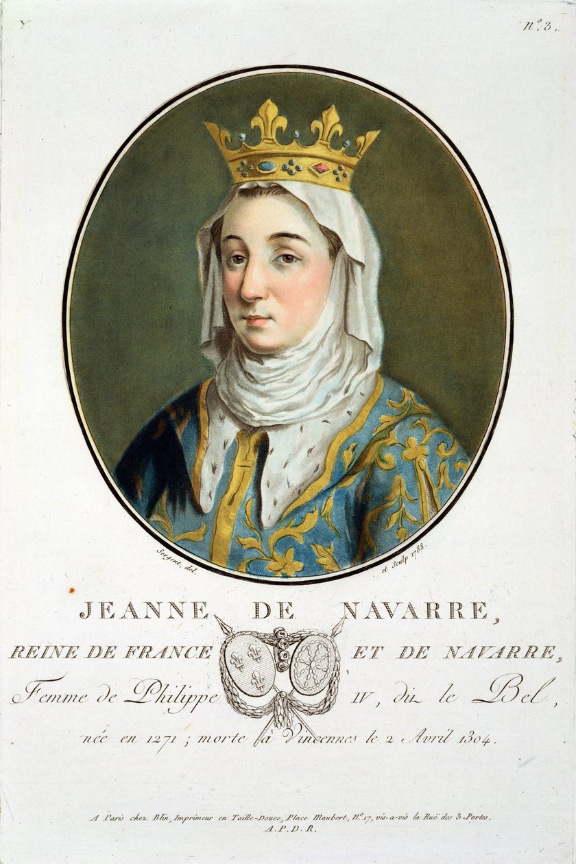 Portræt af Jeanne de Navarre (1271-1304), 1788 af Antoine Louis Francois Sergent Marceau