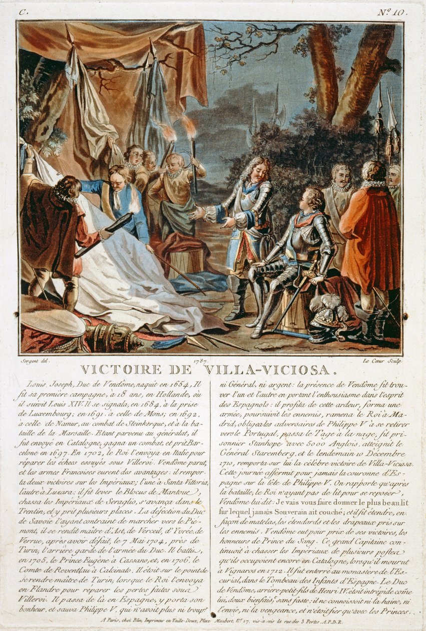 Villa-Viciosas sejr, 1710, indgraveret af Louis Le Coeur (fl.1780-1800), 1787 af Antoine Louis Francois Sergent Marceau