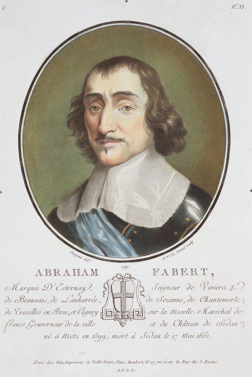 Abraham de Fabert (1599-1662) fra "Portraits des grands hommes, femmes illustres, et sujets memorables de France", graveret af Mme de Cernel, udgivet 1787-92 af Antoine Louis Francois Sergent Marceau