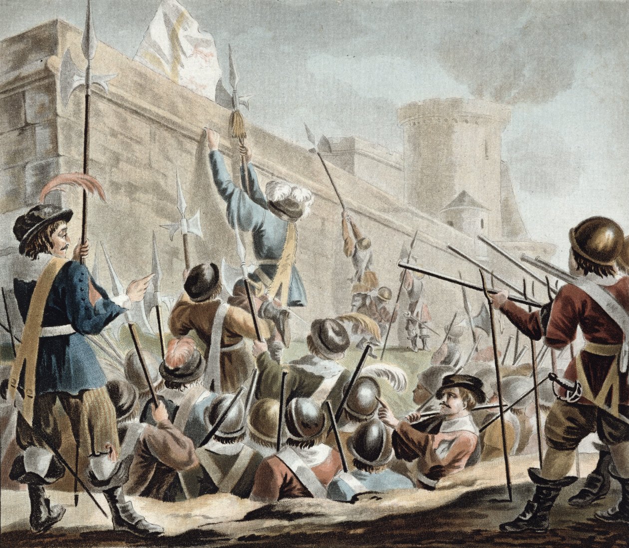 Angreb på Boulogne-Sur-Mer, indgraveret af Jean Baptiste Morret (fl. 1790-1820) 1788 af Antoine Louis Francois Sergent Marceau