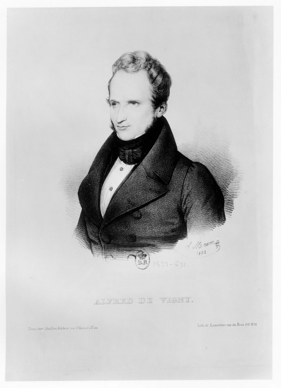 Portræt af Alfred de Vigny, 1832 af Antoine Maurin
