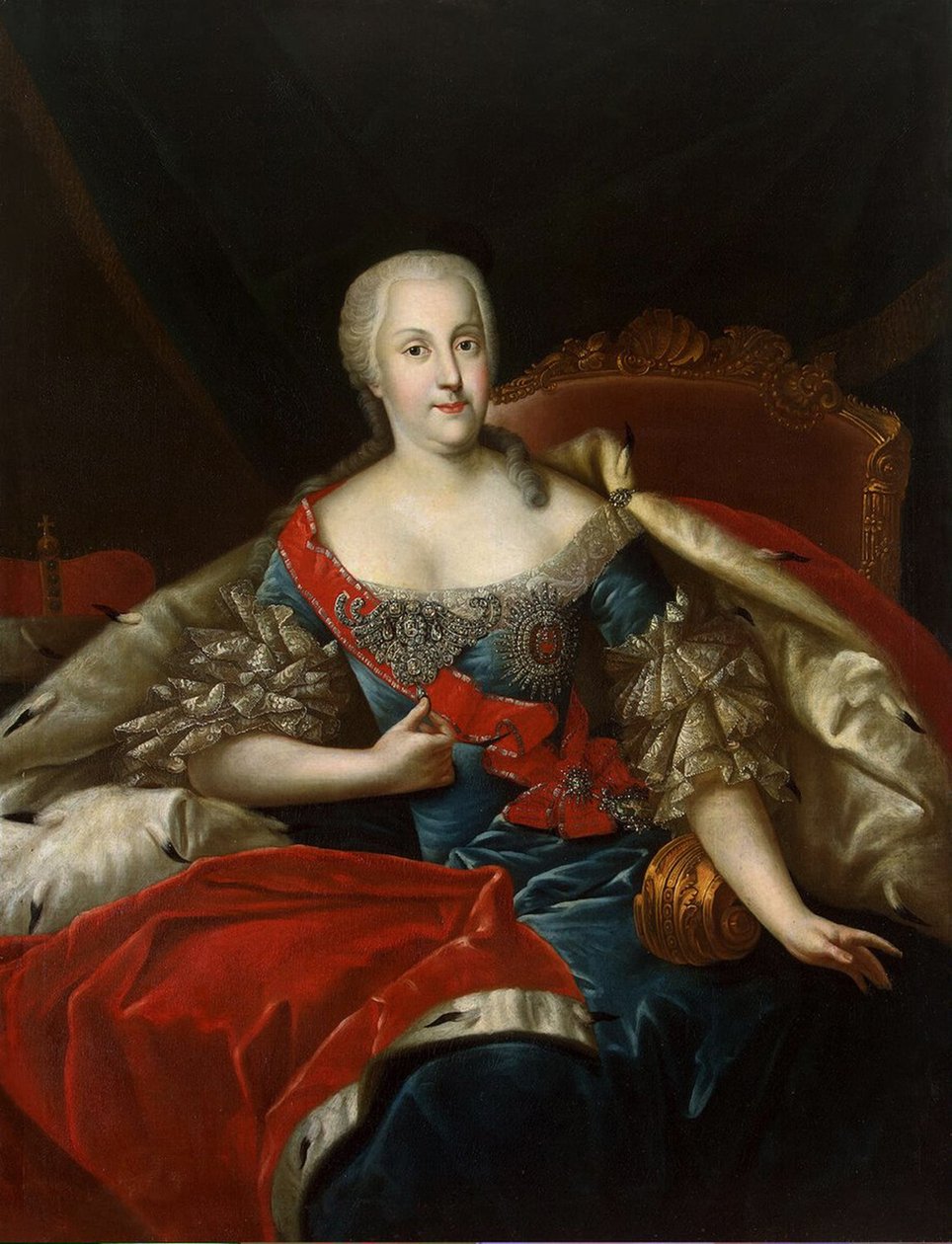 Portræt af Johanna-Elizabeth, kurfyrste af Anhalt-Zerbst, ca. 1746 af Antoine Pesne