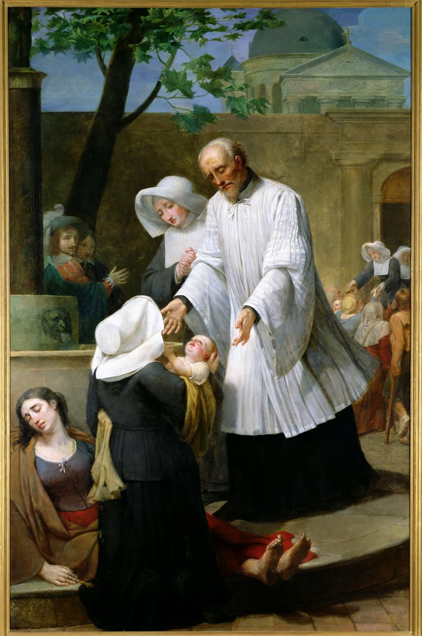 St. Vincent de Paul hjælper de pestramte af Antoine Ansiaux