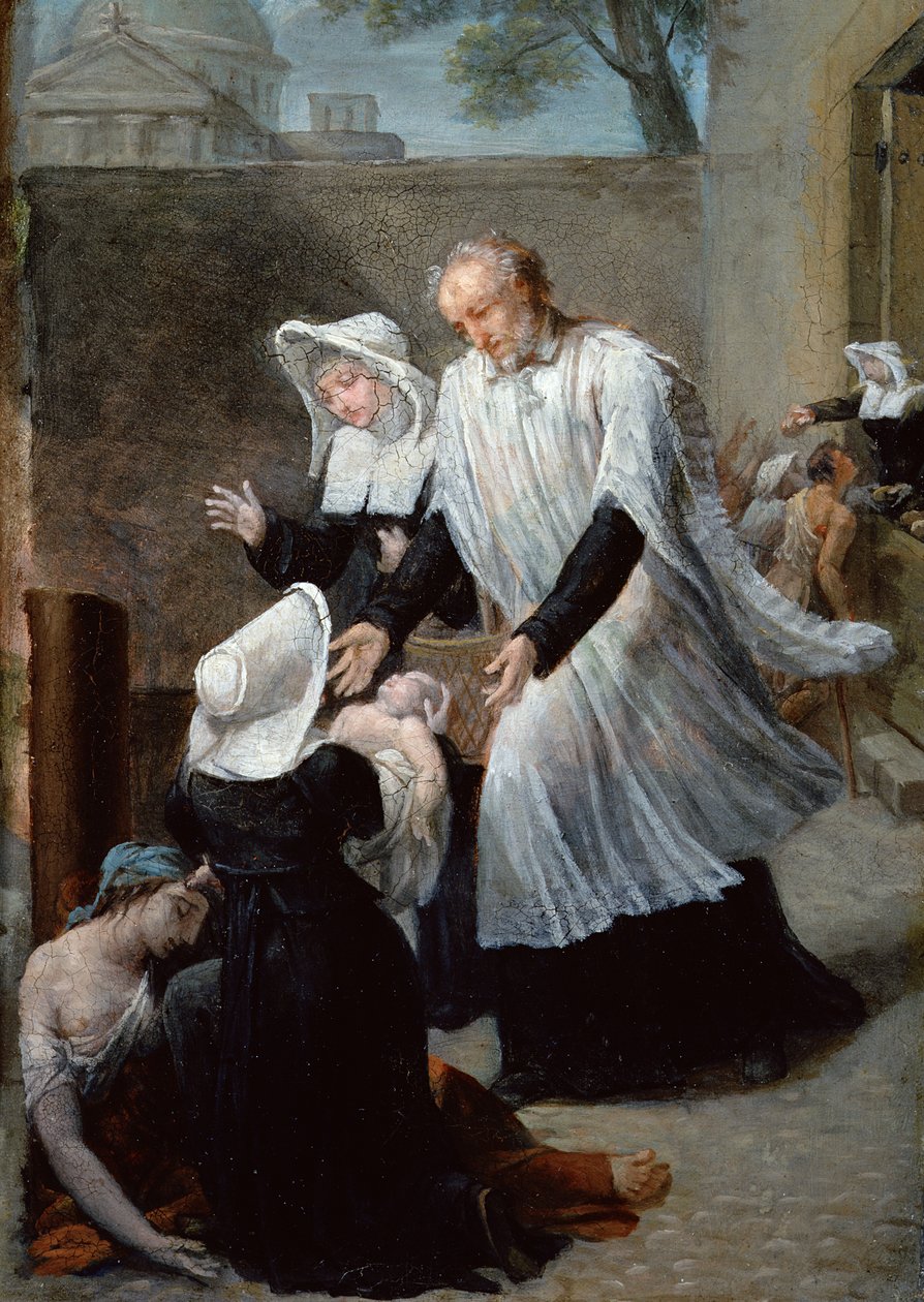 St. Vincent de Paul hjælper de pestramte af Antoine Ansiaux