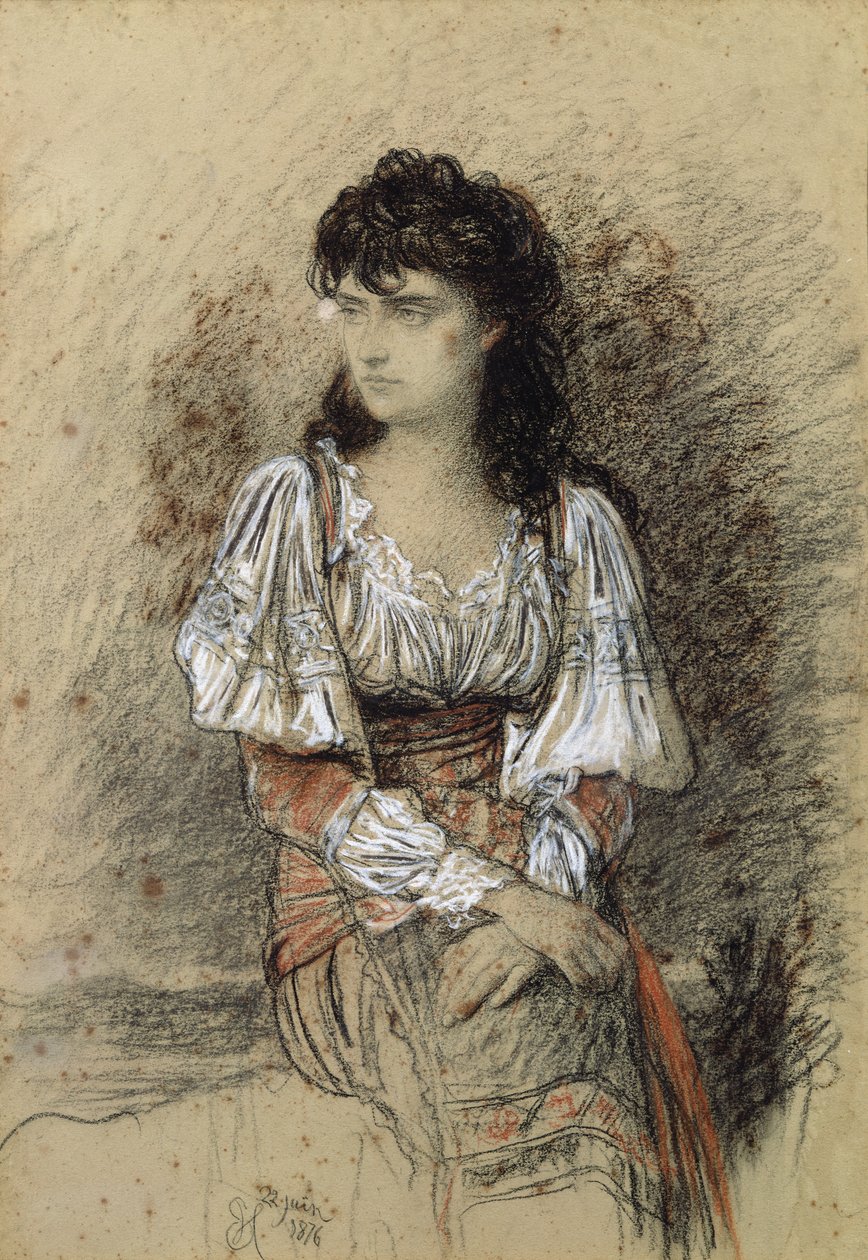 A Dressed Up Peasant, 1876 (akvarel og blyant på papir) af Antoine Auguste Ernest Herbert or Hebert