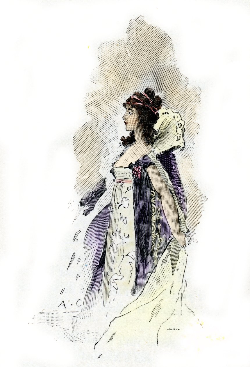 Portræt af Desiree Clary (1777-1860) Dronning af Sverige i 1818 (Portræt af dronningen af Sverige Desiree Clary i 1818) Tegning af Antoine Calbet tegner fra "Napoleon et les femmes" af Masson af Antoine Calbet