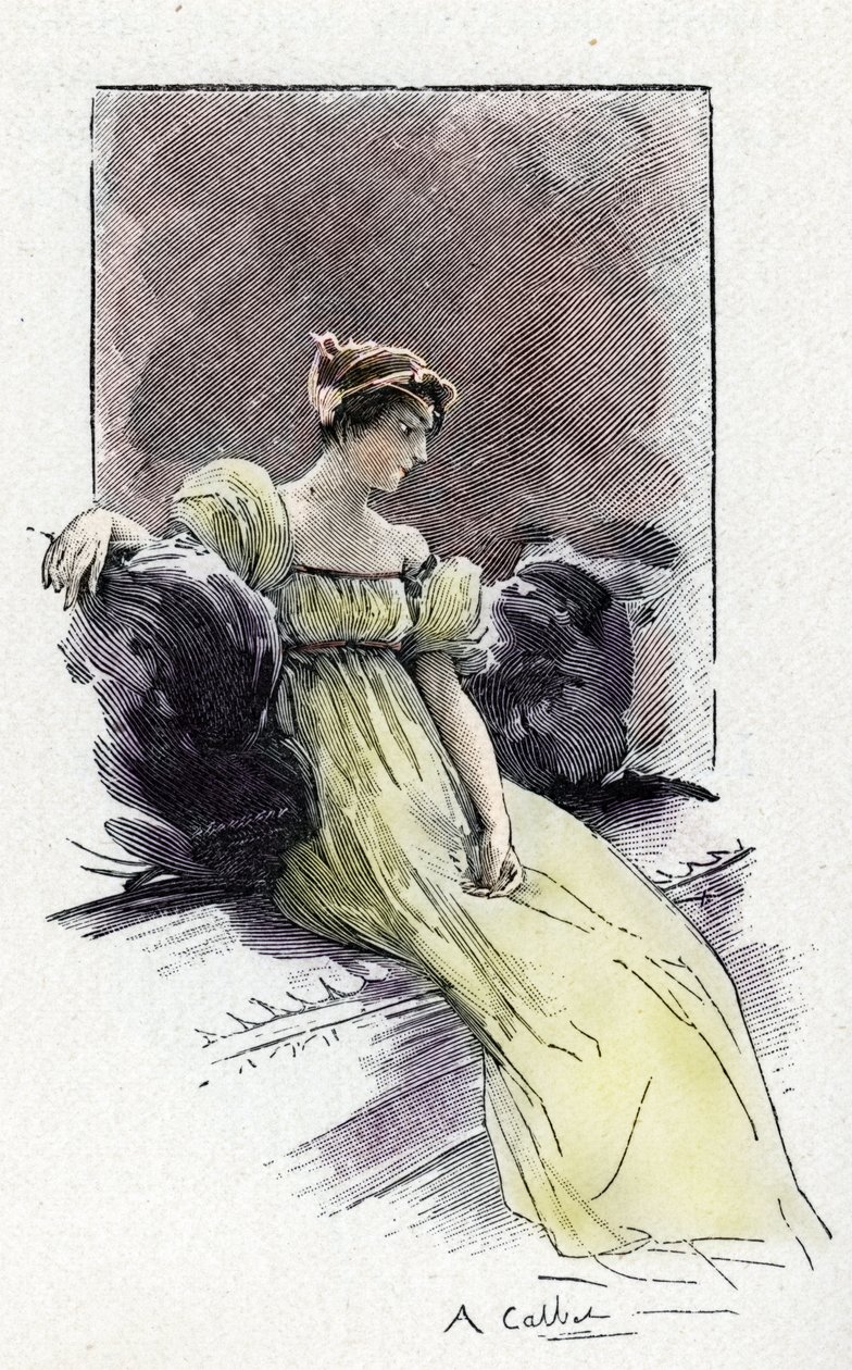 Portræt af Josephine de Beauharnais (1763-1814) på tidspunktet for hans møde med Napoleon Bonaparte (1769-1821) omkring 1795 (Portræt af Josephine de Beauharnais lige før hendes ægteskab med Napoleon Bonaparte af Antoine Calbet