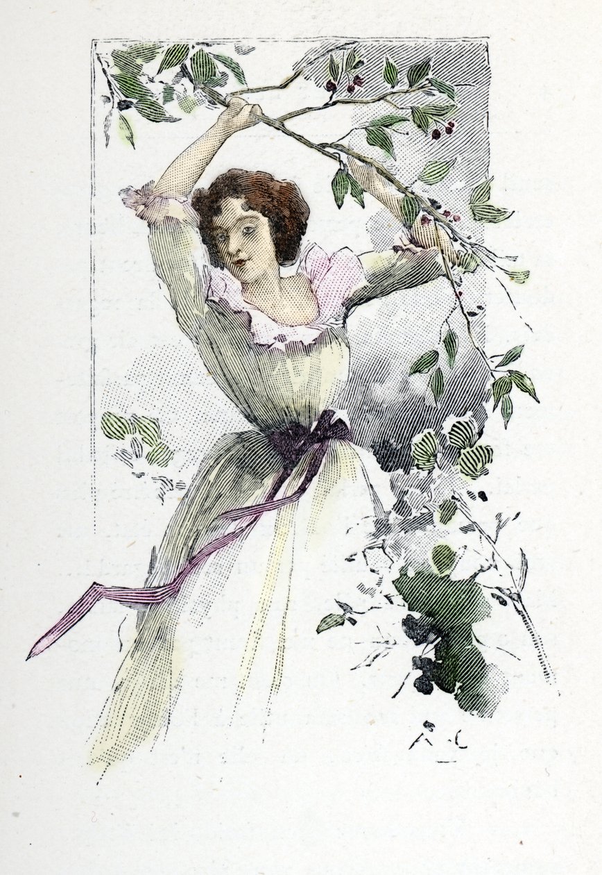 Portræt af den unge Caroline de Colombier, ca. 1785 (tryk) af Antoine Calbet