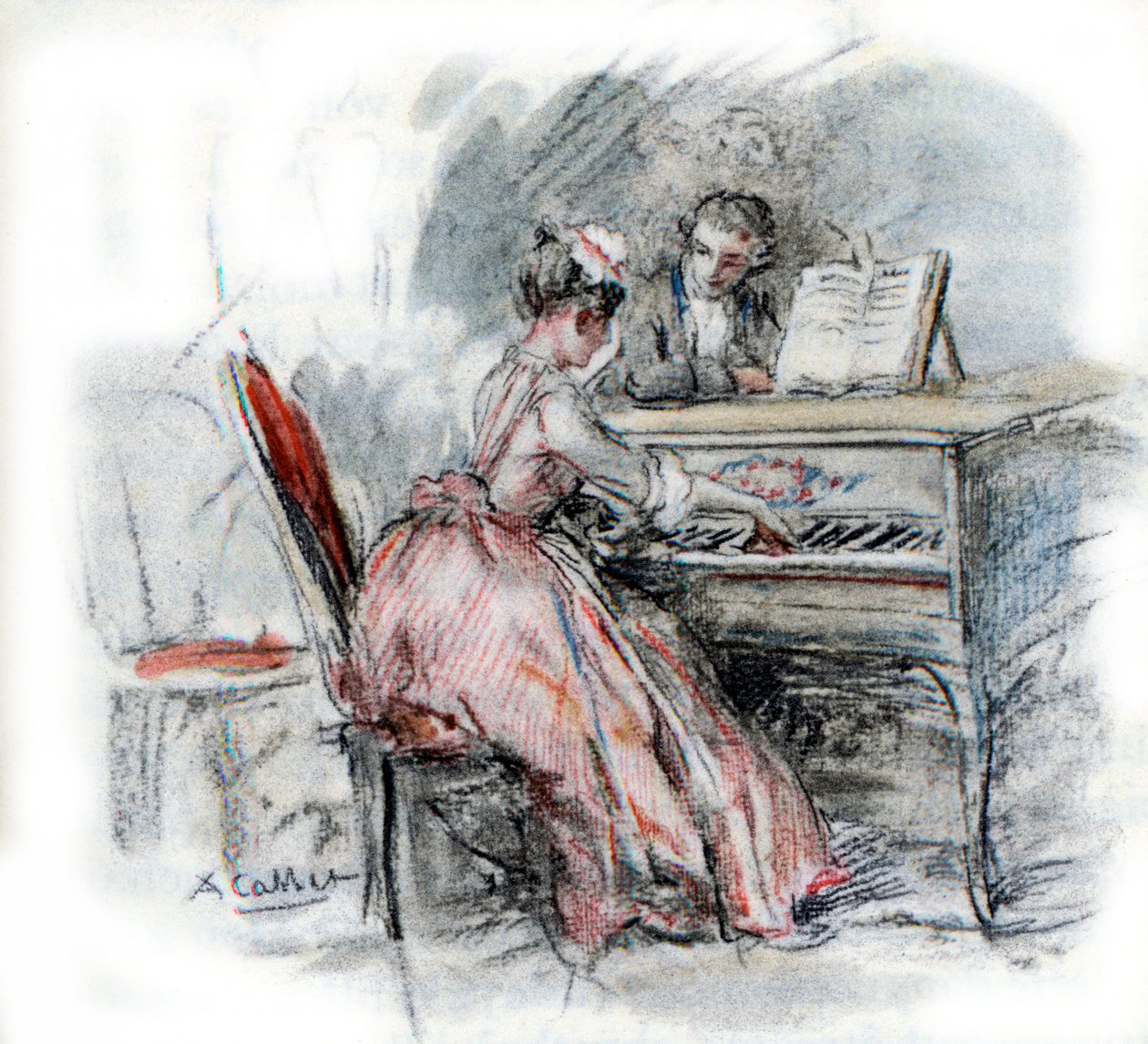 Werther beundrer Charlotte, der spiller cembalo af Antoine Calbet