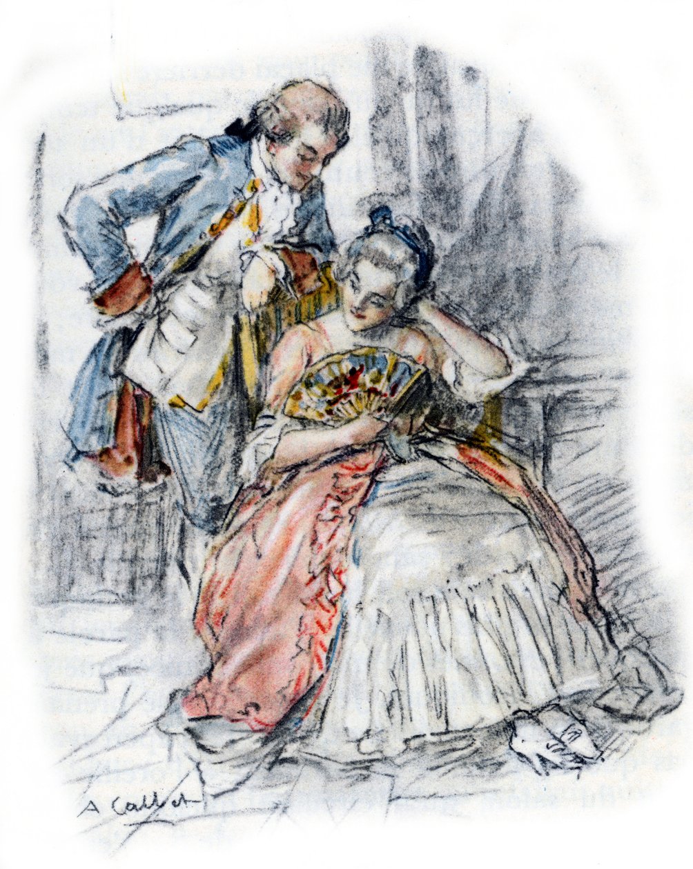 Werther hofdame Mademoiselle de B for at glemme Charlotte af Antoine Calbet