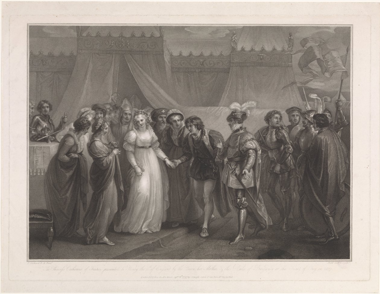 Catherine van Valois og konge Hendrik V van Engeland Prinsessen Catherine af Frankrig præsenterede for Henrik den 5. af England (...) (titel på objektet) af Antoine Cardon