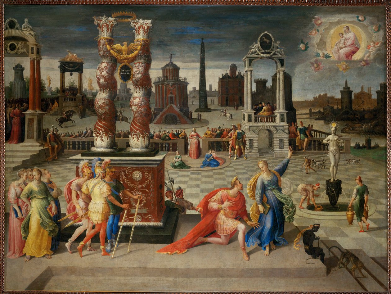 La Sibylle de Tibur. Kejser Augustus på sine knæ ... af Antoine Caron